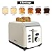 Retro Stainless Steel 2 Slice Toaster - Bagel, Cancel, Defrost, 6 Shade Settings, Extra Wide Slot, Removable Crumb Tray (Cream)