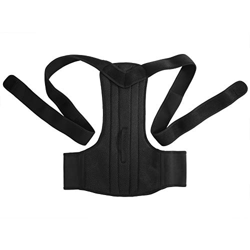 Yosoo Corrector de postura de neopreno, ajustable, resistente, cinturón de soporte lumbar, hombros y espalda, para hombre y mujer, negro