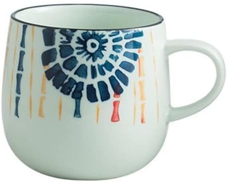 Hand-painted Breakfast Cup Large-capacity Ceramic Water Mug Household Oatmeal Coffee(C)
