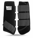 Jeffers Equine Protective Horse Boots 1 Pair Black - Safe Neoprene Leg Guards & Comfortable Fit, Durable Strap Closures, Front & Hind Support, Equestrian Accessories for Travel & Riding - Large