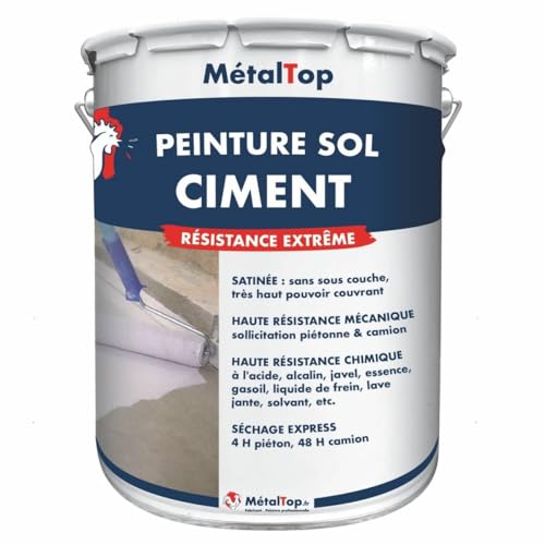Metaltop - Peinture Sol Ciment - Gris clair - RAL 7035-1 L - Renforce et protège durablement les sols en béton et ciment