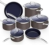 HEALTHY DURALON BLUE COATING – The eco-friendly, ultra-non-stick Gen10 Duralon Blue is all-natural ceramic coating free of harmful chemicals like PFAS*, PTFE, PFOA, lead, and cadmium. It also does not emit toxic gases at higher temperatures. *Tested ...