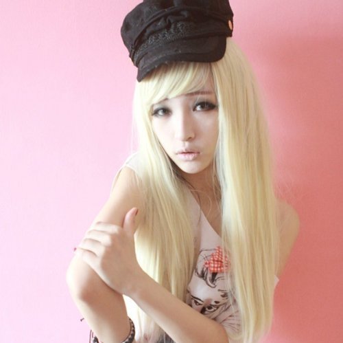 X&Y ANGEL New Sexy Long Straight Kanekalon As Real Hair Cosplay Club Wig Creamy White Blonde K008