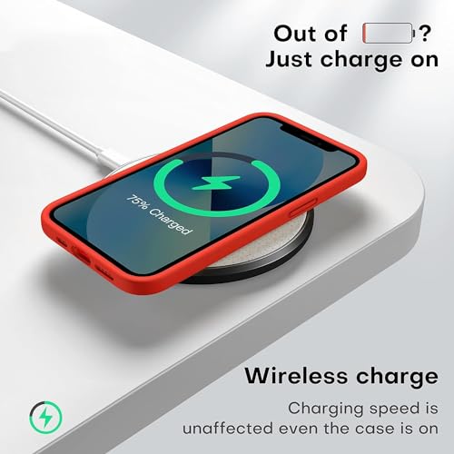 Image of Back Cover for iPhone 13 Pro Case,[Military Shockproof Protection] Liquid Silicone Case with [Soft Anti-Scratch Microfiber Lining for iPhone 13 Pro (Red)