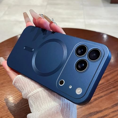 Coque iPhone 13 Pro magnétique sans fil silicone souple bleu marine antichoc