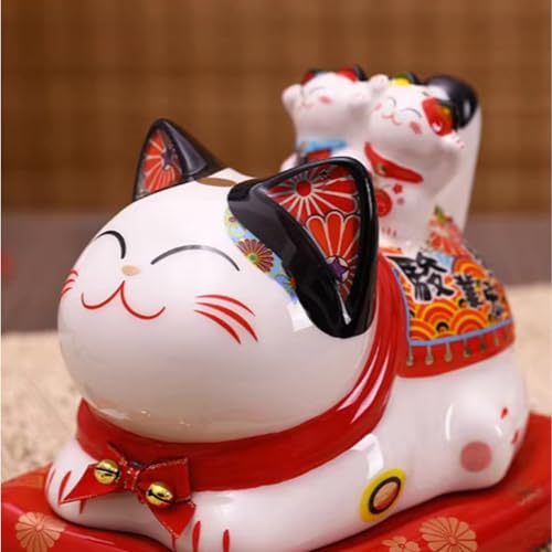 Cendrier Maneki Neko chat de la chance noir original de table 15cm - 3