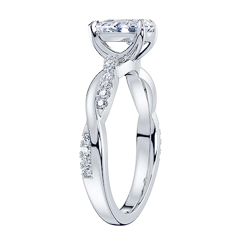 THELANDA Sterling Silver 4-Prong Petite Twisted Vine 0.8CT Teardrop Pear Shape Genuine Moissanite Engagement Ring Promise Bridal Ring4