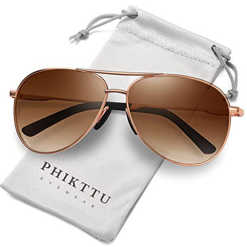 phikttu Sunglasses Men Polarized Aviator Sunglasses for Men Women Fishing Driving Sun glasses Metal Frame UV400 Protection