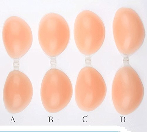 UZZO Women's Self Adhesive Nude Silicone Push up Bra with Adjustable & Removable invisible Straps,Silicone Bra Bikini Inserts Front Closure Bra,Wedding Dress Evening Dress Bikini Swimsuit Pads Bra Inserts (A cup) - Thumbnail 2