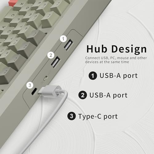 OHY XVX Wired 75% Retro Gaming Keyboard with 2 HUB Ports, M87 Pro Mechanical Keyboard with Customizable Switches, Compact Gamer RGB - Grey by OHY - Image 4