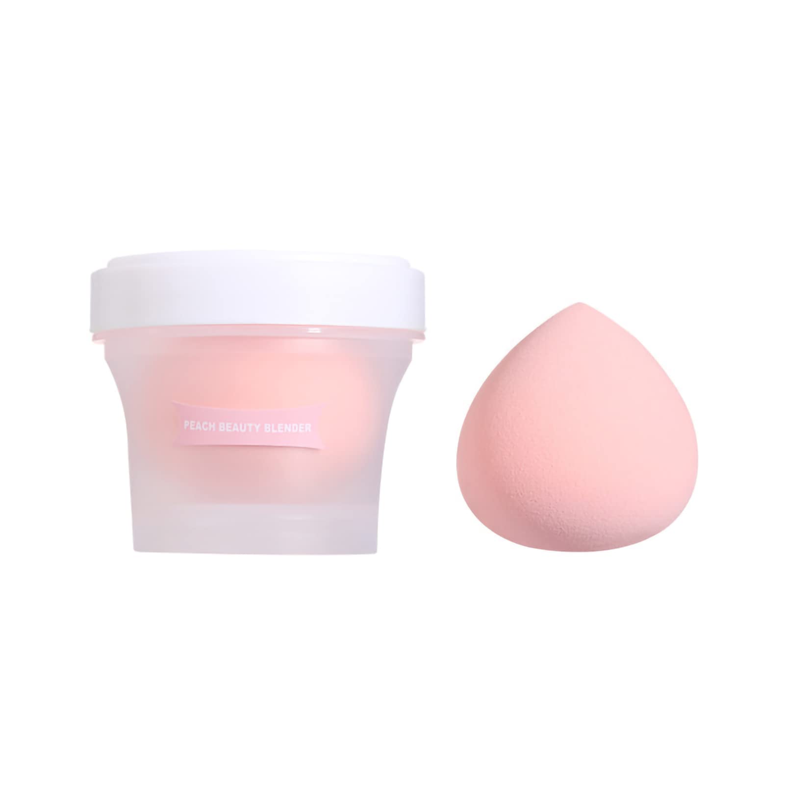 2 esponjas de maquillaje con estuche, húmedo y seco, combinados, suaves, para maquillaje, para base líquida, cremas, corrector, rubor en polvo(Rosa)