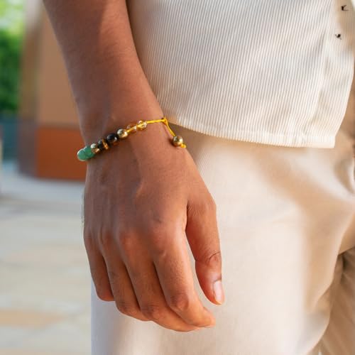 Image of Astrotalk Dhan Yog Bracelet |Attracts Wealth & Prosperity | Manifest Wealth with Citrine, Jade, Tiger Eye, Clear Quartz & Pyrite Stone | Bracelet for Man & Woman | Gift for Man & Woman