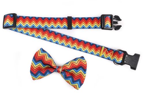 COSYHOMELONDON patterned Dog Collar with Bowtie, Durable Adjustable and Comfortable Collar for Small Dogs Puppies and Cats (M, Zigzag) - Image 4
