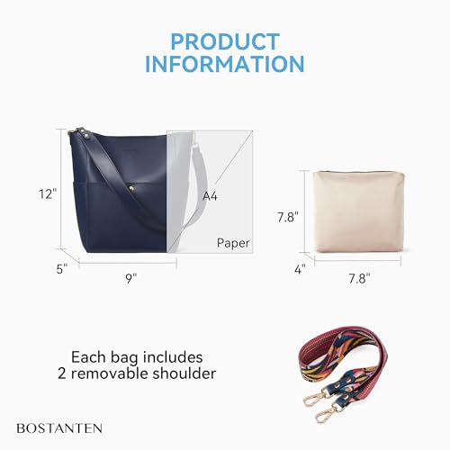 Image of BOSTANTEN Hobo Bags for Women Faux Leather Purses and Handbags Large Hobo Purse with Tassel (Purse-Sky Blue)