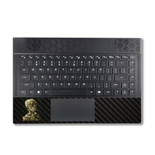 Image of MightySkins Carbon Fiber Skin Compatible with Alienware X14 R2 (2023) Full Wrap Kit - Skull with Cigarette | Protective Durable Textured Carbon Fiber Finish | Easy to Apply | Made in The USA