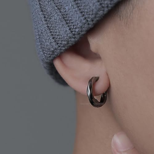 Image of Young & Forever Gift Stainless Steel Hoop Stud Earrings for Men and Boys