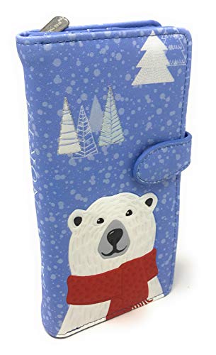 Shag Wear True North Polar Bear Wallet for Women and Teen Girls Vegan Faux Leather Blue Large 7