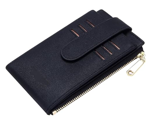 Image of VOGARD RFID PU Leather Card Holder Wallet for Women Slim Wallets Bifold Multi Card Case Zipper Coin Purse (Black)