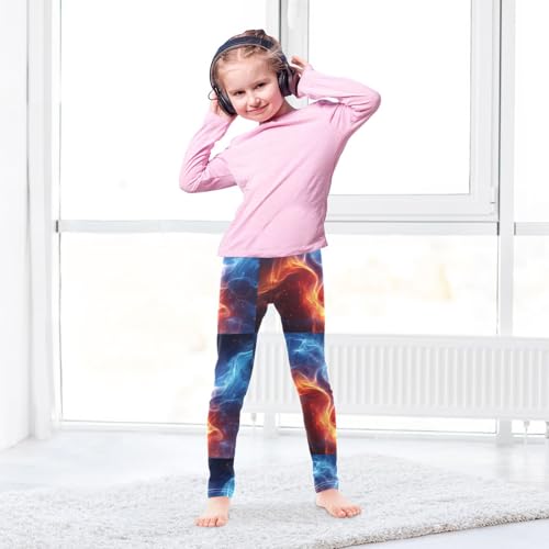Boccsty Swirling Fire Sparkle Girls Leggings Kids Yoga Pants Dance Active Tights 4T4