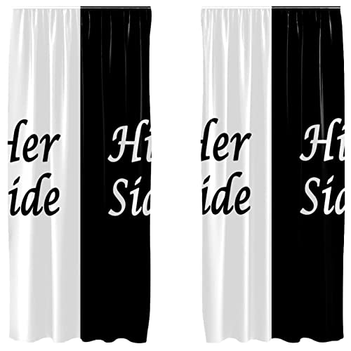 Cortinas opacas de microfibra para dormitorios compartidos en blanco y negro 2