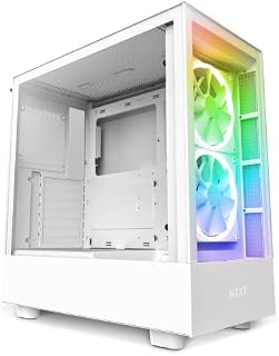 NZXT H5 Elite - CC-H51EW-01 - ATX Mid Tower PC Gaming Case - Front I/O USB Type-C Port - Quick-Release Tempered Glass Side Panel - White