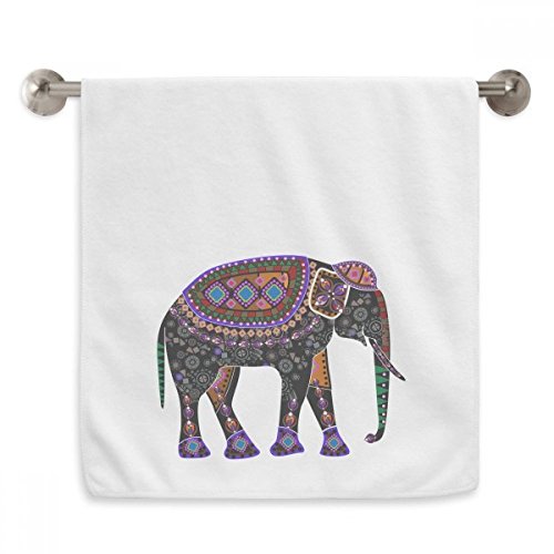 Serviette débarbouillette blanche 13x29 inch imprimé éléphant totem - 2