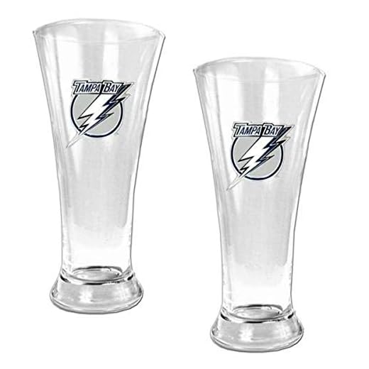 NHL Tampa Bay Lightning Two Piece 19-Ounce Pilsner Glass Set - Primary Logo