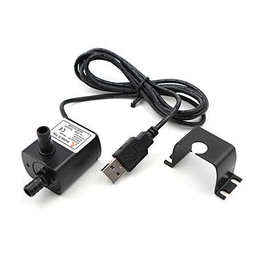 Echpow [USB Version] 5v - 12v Small Submersible Water Pump 63 GPH for Pet Water Drinking Circulation Swamp Cooler Indooor Fountain Pump