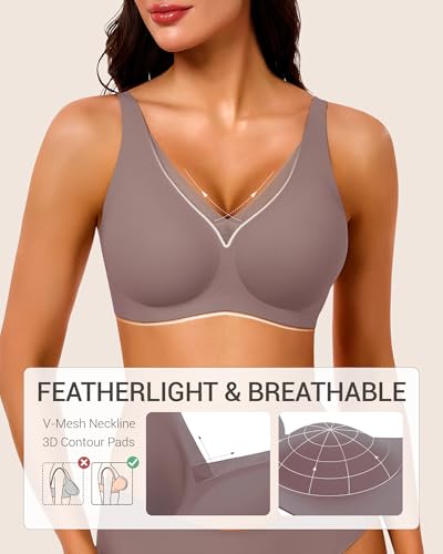 Image of Gailife Deep V Jelly Bras for Women No Underwire Wireless Seamless Push Up Bra Comfort Support Plunge Bralette Full Coverage