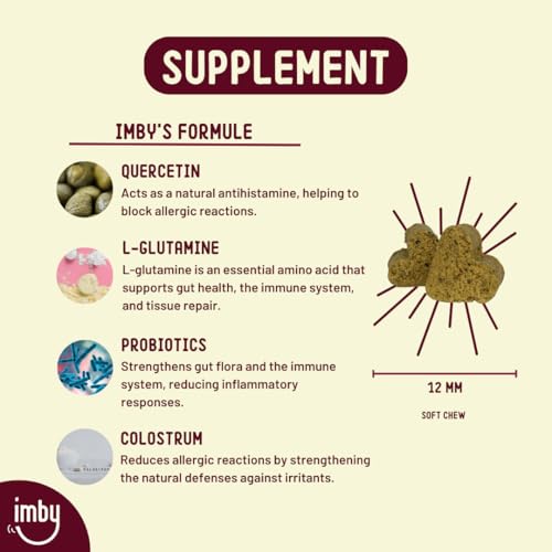Imby Allergie und Anti Juckreiz Ergänzung für Hunde, Immunsystem und Darmgesundheit, reduziert Juckreiz, Allergien und Entzündungen, 90 Chews, 270 g