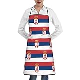 OKFSTY Kochschürze mit serbischer Flagge, wasserdicht, mit Tasche für Erwachsene, stilvoll bedruckte Küchenschürzen mit langen Bändern, für Damen und Herren