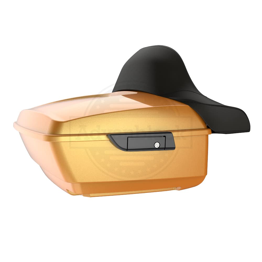 Moto Onfire King Tour Trunk Pack, Backrest Pad Fit for Harley Touring, Street Glide, Road King, Road Glide Special, 2009-2020 (Hard Candy Gold Flake)