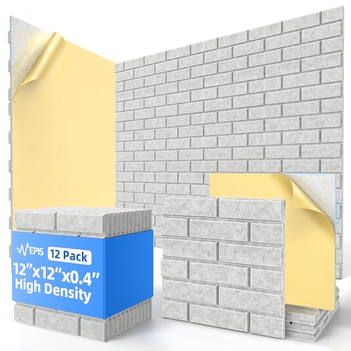 12 Pack Acoustic Panels with Self Adhesive, 12" X 12"