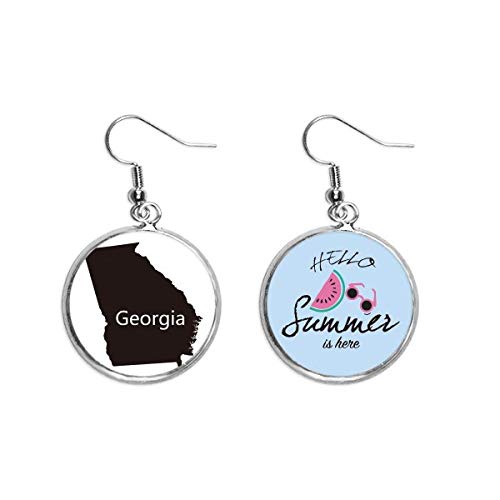 Pendientes de sandía con silueta del mapa de Georgia Latina para el verano