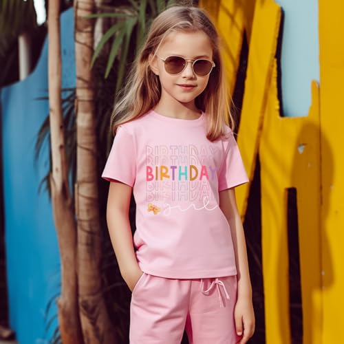 Image of Birthday Girl Shirt 2nd 3rd 4th 5th 6th 7th Girls Birthday Tshirts Cotton Short Sleeve Tee Tops Outfit