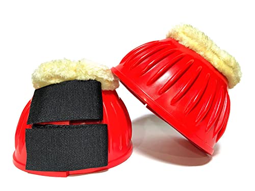 Equipride OVERREACH BOOTS BELL BOOTS MADE RUBBER WITH FAUX FUR LINED XXL-XS (XL, Red)