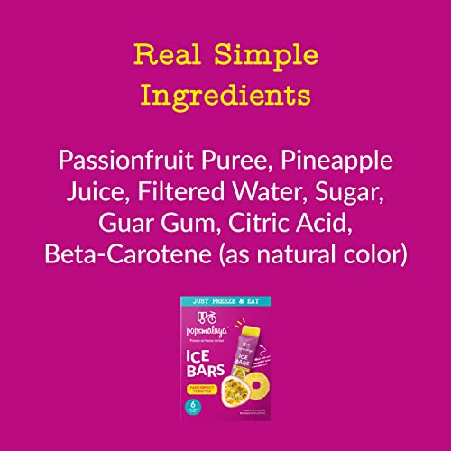 Real Fruit Freezer Pops Popsmalaya Ice Bars Passionfruit Pineapple, Freezie (36 Count), Ship Non Frozen, Low Calorie (36), 0.4G Added Sugar, 9G Net Carb, Gluten Free, No Preservative Or Food Dye #TOP5