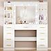 ANWBROAD Dressing Table with Mirror and 10 LED Light Globes 3 Light Colours Adjustable Brightness Vanity Desk with 9 Drawers 6 Open Shelves 5 Hooks Modern Makeup Table White YBDT89W