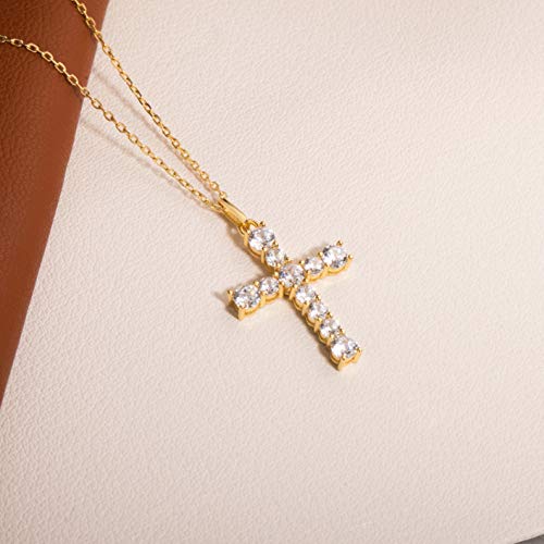 S.leaf Cross Necklace For Women Cross Chain Necklace Sterling Silver Cubic Zirconia Necklace Gold Cross Necklace Simple Dainty Necklace Anniversary Birthday Gifts For Women #TOP5