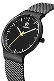 FASHION ULTRA THIN DESIGN: Die Armbanduhr verfügt über ein mattes Edelstahlgehäuse mit minimalistischem Zifferblatt und gebogenem Gehäusekanten-Design, das Ihnen ein hervorragendes Trageerlebnis bietet. Sie eignet sich hervorragend für jeden Anlass.