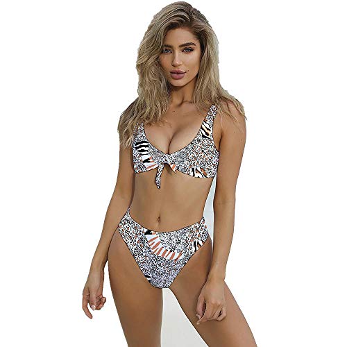 Maillot de Bain Femme Sexy Bikini Noué Léopard et Babydoll Dentelle