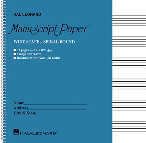 Wide Staff Manuscript Paper (Aqua Cover) | Wire bound Music