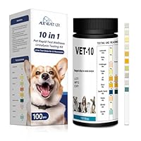 AlievePet Urintest für Katzen und Hunde 100 Stück Schnelltest zur Überprüfung von 10 Gesundheitswerten I Schnelltest für Haustiere I Tierurinanalyse I Tierärztlicher Test