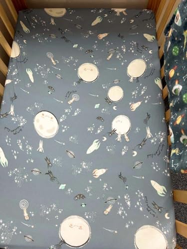 TotAha Space Bassinet Sheets, Super Stretchy Jersey Star Bedside Bassinet Sheets, Buttery Soft Bassinet Mattress Sheets Compatible with Halo, Baby Delight, Koola, Chicco Lullago, and Other Bassinet - 2