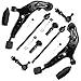 Detroit Axle - 10PC Front Lower Control Arms w/Sway Bars, Inner Outer Tie Rods w/Rack Boots for 1995-1999 Nissan Maxima - [1996-1999 Infiniti I30]