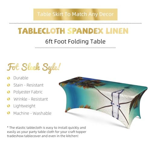 Nappe Beach Coconut housse table 1,8 m imprimée été