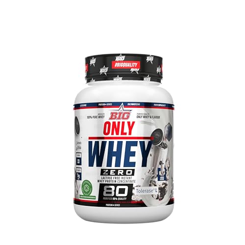 BIG - Proteinas Whey - Proteina en Polvo para Desarrollo de Masa Muscular y Recuperación - Materia Prima Premium - Whey Protein Sin Lactosa, Sin Azúcar, Sin Grumos (1Kg, Cookies & Cream)