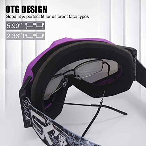 Skyway Ski Goggles,Snow Snowboard Goggles For Men Women Snowmobile Skiing Skating Ss6004 (Purple Frame Purple Lens) #TOP3