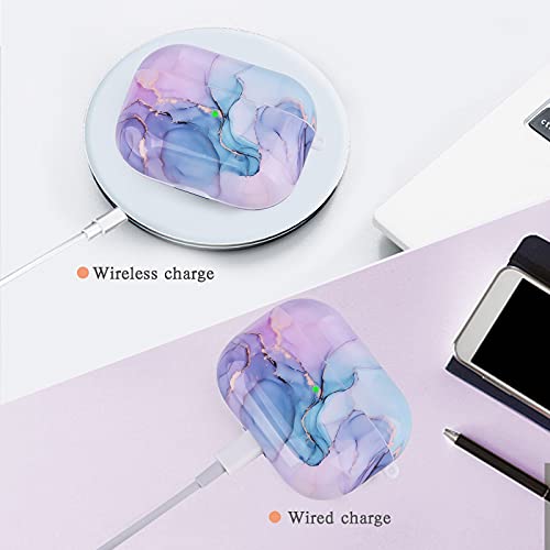 Oleband Airpod Pro Case Cover With Keychain And Cute Skin,Compatible With Ipod Pro 2019/2021 1St Generation Hard Protective Cover,For Women And Girls,Watercolor Marble #TOP2