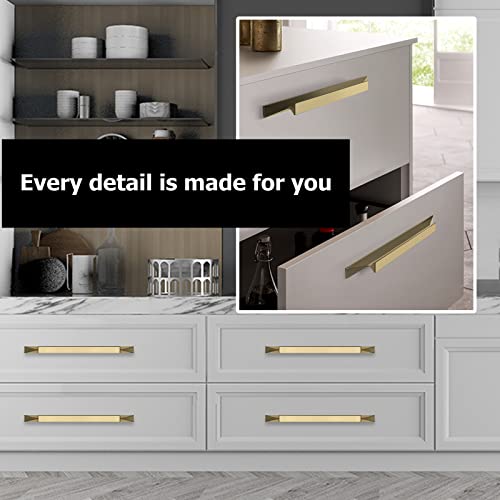 LONTAN 5 Pack Gold Kitchen Door Handles 192mm Kitchen Cabinet Gold Cupboard Handles for Aluminium Alloy Wardrobe Bathroom Shower Drawer Pulls - Image 5